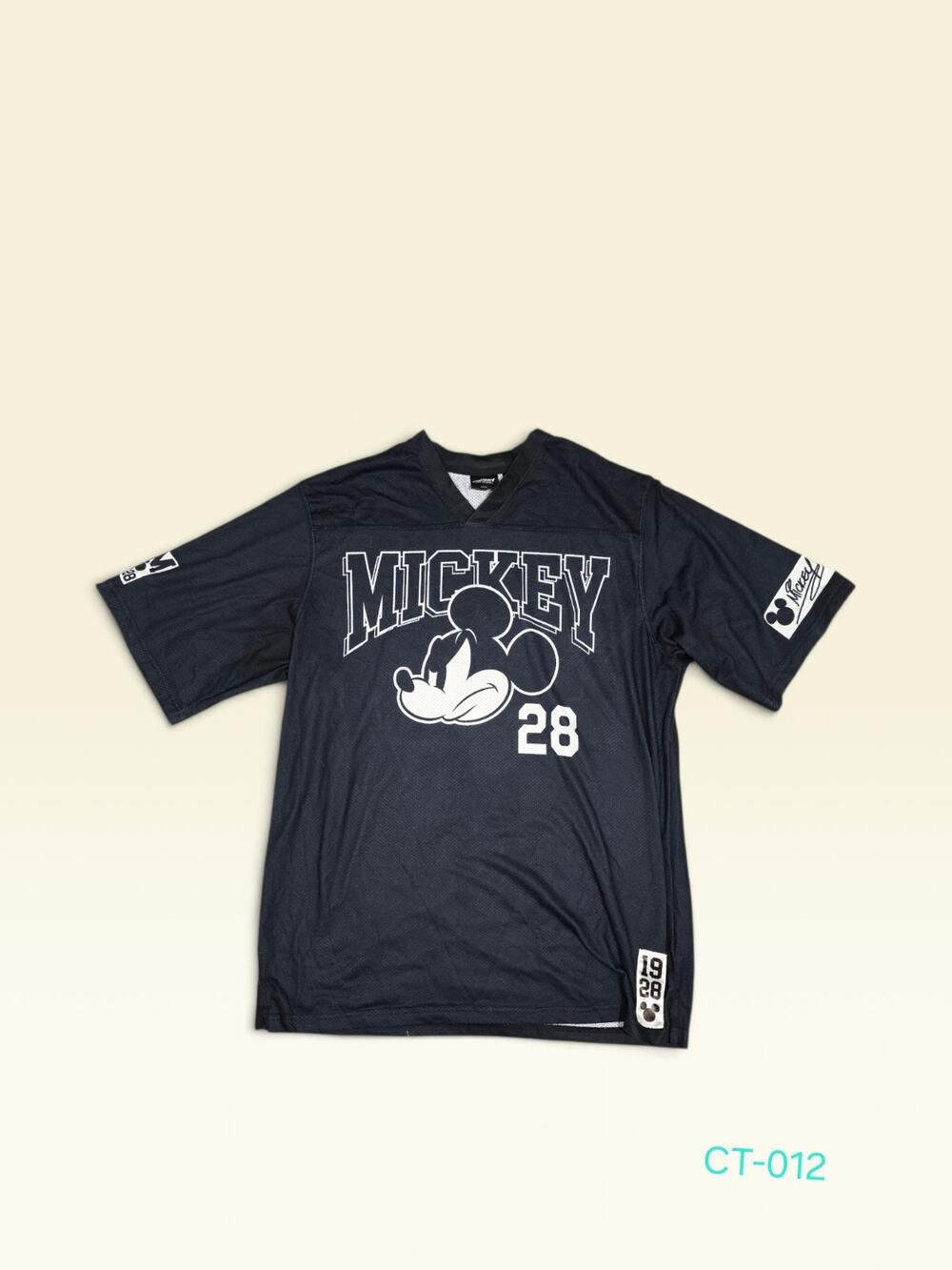 Disney Mickey Mouse Football Jersey Shirt Mens XL Black Mesh Athletic 1928 #28